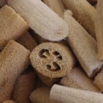 Luffa in crescita nel giardino, simile a una zucchina, pronta per la raccolta come spugna naturale.